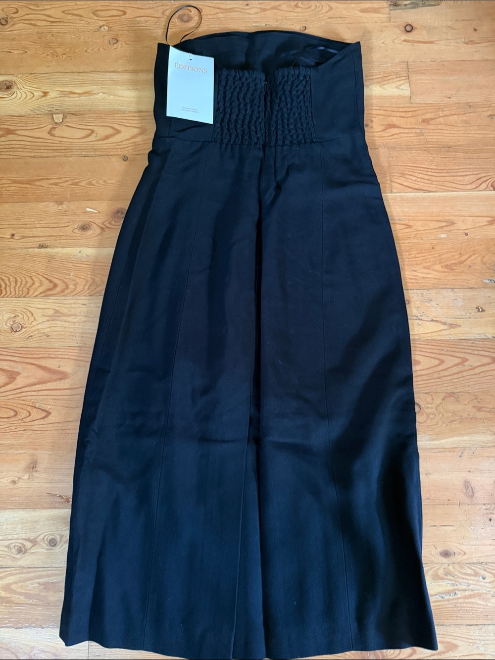 Sézane Chiarella Black Strapless Midi Dress with Side Button Detail - Picture 9 of 9